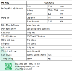 Thông Số Của Máy Cưa Vòng VN-SEIKI GZK4250