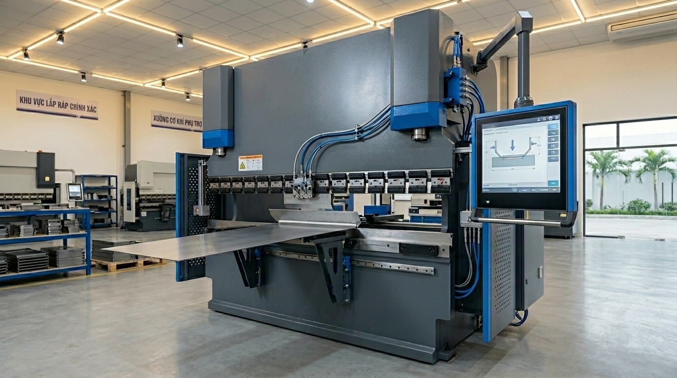 máy chấn CNC thủy lực tại nhà xưởng